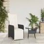 Sillón reclinable de jardín con cojines ratán sintético negro en Sillas de jardín | Comprar online en Foru.es