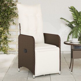 Sillón reclinable de jardín con cojines ratán sintético marrón en Sillas de jardín | Comprar online en Foru.es
