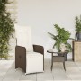 Sillón reclinable de jardín con cojines ratán sintético marrón en Sillas de jardín | Comprar online en Foru.es