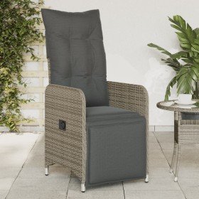 Sillón reclinable de jardín con cojines ratán sintético gris en Sillas de jardín | Comprar online en Foru.es