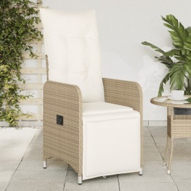 Silla de jardín reclinable con cojines ratán sintético beige en Sillas de jardín | Comprar online en Foru.es