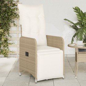 Silla de jardín reclinable con cojines ratán sintético beige en Sillas de jardín | Comprar online en Foru.es