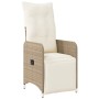 Silla de jardín reclinable con cojines ratán sintético beige en Sillas de jardín | Comprar online en Foru.es
