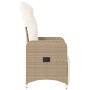 Silla de jardín reclinable con cojines ratán sintético beige en Sillas de jardín | Comprar online en Foru.es