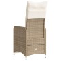 Silla de jardín reclinable con cojines ratán sintético beige en Sillas de jardín | Comprar online en Foru.es