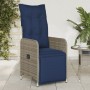 Silla de jardín reclinable con cojines de ratán sintético gris en Sillas de jardín | Comprar online en Foru.es