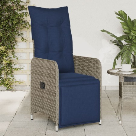Silla de jardín reclinable con cojines de ratán sintético gris en Sillas de jardín | Comprar online en Foru.es