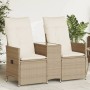 Sofá de jardín reclinable de 2 plazas con mesa ratán PE beige en Sofás de exterior | Comprar online en Foru.es