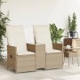 Sofá de jardín reclinable de 2 plazas con mesa ratán PE beige en Sofás de exterior | Comprar online en Foru.es