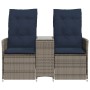 Sofá de jardín reclinable de 2 plazas con Mesa de ratán sintético gris en Sofás de exterior | Comprar online en Foru.es