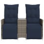 Sofá de jardín reclinable de 2 plazas con Mesa de ratán sintético gris en Sofás de exterior | Comprar online en Foru.es