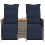 Sofá de jardín reclinable de 2 plazas con Mesa de ratán sintético gris en Sofás de exterior | Comprar online en Foru.es