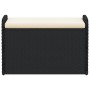 Banco de almacenaje con cojín ratán sintético negro 80x51x52 cm en Bancos de jardín | Comprar online en Foru.es