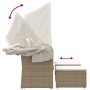 Sofá de jardín 2 plazas con toldo y taburetes ratán PE beige en Sofás de exterior | Comprar online en Foru.es