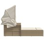 Tumbona doble con capota y cojines ratán sintético beige en Tumbonas | Comprar online en Foru.es