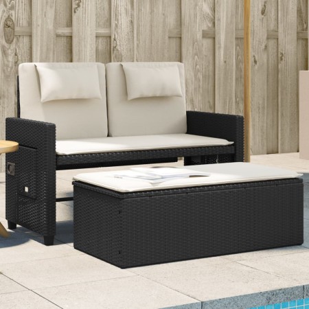 Sillón reclinable de jardín con cojines ratán sintético negro en Bancos de jardín | Comprar online en Foru.es