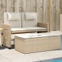 Sillón reclinable de jardín con cojines ratán sintético beige en Bancos de jardín | Comprar online en Foru.es