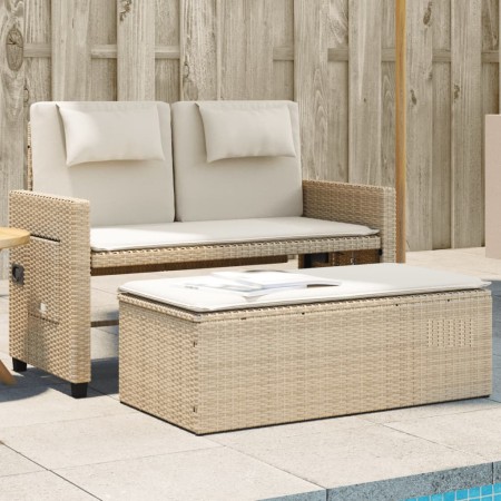 Sillón reclinable de jardín con cojines ratán sintético beige en Bancos de jardín | Comprar online en Foru.es