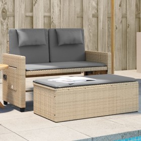 Sillón reclinable de jardín con cojines ratán sintético beige en Bancos de jardín | Comprar online en Foru.es