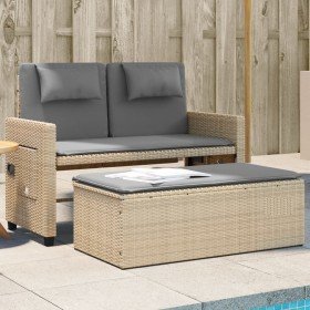 Sillón reclinable de jardín con cojines ratán sintético beige en Bancos de jardín | Comprar online en Foru.es