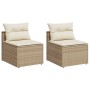 Sofá de jardín sin reposabrazos 2 uds y cojines ratán PE beige en Sofás de exterior | Comprar online en Foru.es