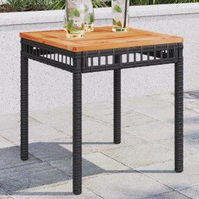 Mesa de jardín ratán sintético madera acacia negro 38x38x42 cm en Mesas de jardín | Comprar online en Foru.es