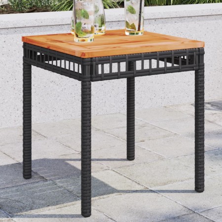Mesa de jardín ratán sintético madera acacia negro 38x38x42 cm en Mesas de jardín | Comprar online en Foru.es