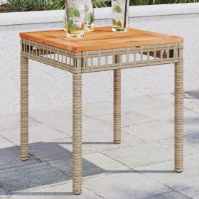 Mesa de jardín ratán PE madera acacia beige mezcla 38x38x42 cm en Mesas de jardín | Comprar online en Foru.es