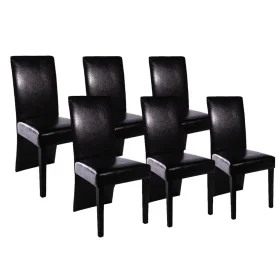 Sillas de comedor 6 unidades cuero artificial negro de vidaXL, Sillas de comedor - Ref: Foro24-160295, Precio: 372,03 €, Desc...