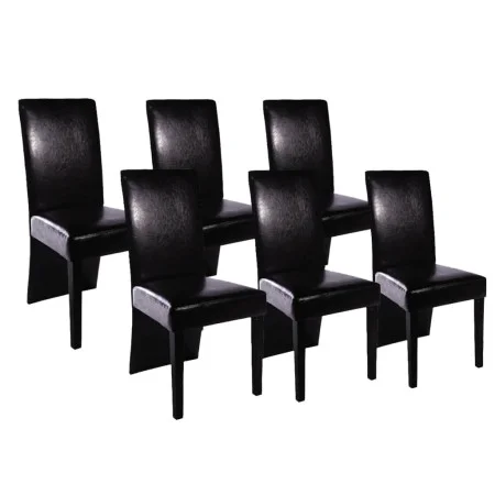 Sillas de comedor 6 unidades cuero artificial negro de vidaXL, Sillas de comedor - Ref: Foro24-160295, Precio: 372,03 €, Desc...