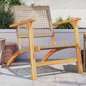 Sillas de jardín 2 uds madera de acacia y ratán sintético beige en Conjuntos de jardín | Comprar online en Foru.es