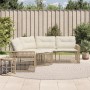 Sofá de jardín forma de L con cojines y taburete ratán PE beige en Sofás de exterior | Comprar online en Foru.es
