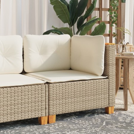 Sillón de esquina de jardín con cojines ratán sintético beige en Sofás de exterior | Comprar online en Foru.es