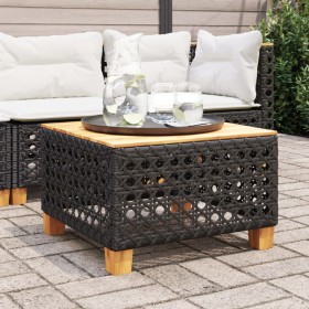 Mesa de jardín ratán PE y madera acacia negro 55x55x36 cm en Mesas de jardín | Comprar online en Foru.es