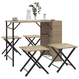 Juego de comedor de jardín plegable 5 piezas ratán PE beige en Conjuntos de jardín | Comprar online en Foru.es