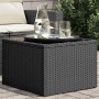 Mesa de jardín con tablero de cristal, ratán sintético, color negro, 55 x 55 x 37 cm en Mesas de jardín | Comprar online en Foru