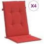Cojín silla de jardín respaldo alto 4 uds tela rojo 120x50x3 cm de vidaXL, Cojines para sillas y sofás - Ref: Foro24-43188, P...