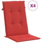 Cojín silla de jardín respaldo alto 4 uds tela rojo 120x50x3 cm de vidaXL, Cojines para sillas y sofás - Ref: Foro24-43188, P...