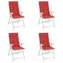 Cojín silla de jardín respaldo alto 4 uds tela rojo 120x50x3 cm de vidaXL, Cojines para sillas y sofás - Ref: Foro24-43188, P...