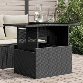 Mesa de jardín superficie de vidrio ratán PE negro 100x55x73 cm en Mesas de jardín | Comprar online en Foru.es