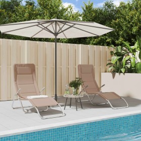 Tumbona plegable 2 uds textilene acero con recubrimiento taupe de vidaXL, Tumbonas - Ref: Foro24-312477, Precio: 161,66 €, De...