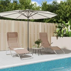 Tumbona plegable 2 uds textilene acero con recubrimiento taupe de vidaXL, Tumbonas - Ref: Foro24-312477, Precio: 161,14 €, De...