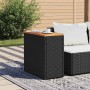 Mesa auxiliar de jardín con tablero de madera, color negro, 58 x 27,5 x 55 cm, ratán sintético en Mesas de jardín | Comprar onli