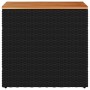 Mesa auxiliar de jardín con tablero de madera, color negro, 58 x 27,5 x 55 cm, ratán sintético en Mesas de jardín | Comprar onli