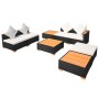 Muebles de jardín y cojines 8 piezas ratán sintético negro de vidaXL, Conjuntos de jardín - Ref: Foro24-42756, Precio: 877,18...