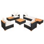 Muebles de jardín y cojines 8 piezas ratán sintético negro de vidaXL, Conjuntos de jardín - Ref: Foro24-42756, Precio: 877,18...
