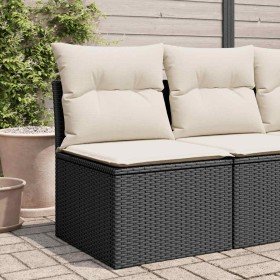 Silla de jardín sin reposabrazos con cojines ratán PE negro en Sofás de exterior | Comprar online en Foru.es