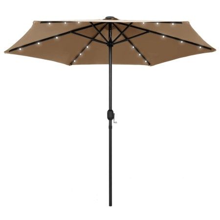 Sombrilla con luces LED y palo de aluminio gris taupe 270 cm de vidaXL, Sombrillas - Ref: Foro24-47355, Precio: 90,37 €, Desc...