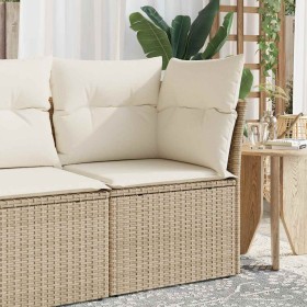 Sillón de esquina de jardín con cojines ratán sintético beige en Sofás de exterior | Comprar online en Foru.es