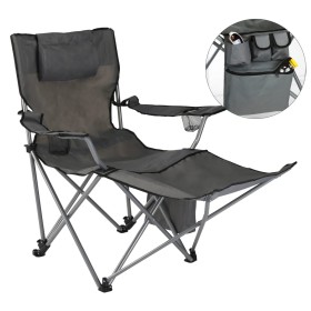 HI Silla de camping lujosa con reposapiés antracita de HI, Mobiliario de camping - Ref: Foro24-423912, Precio: 66,90 €, Descu...